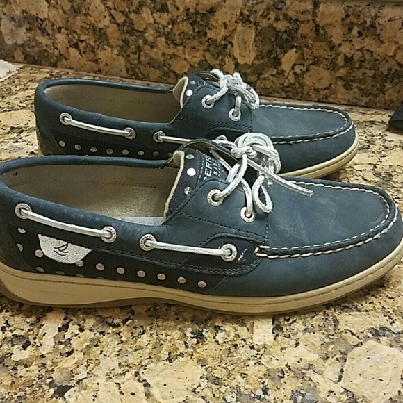 Sperry Top-sider blue and beige with silver foils