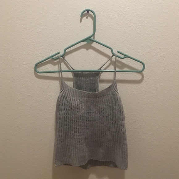 Gray Knit Crop Top