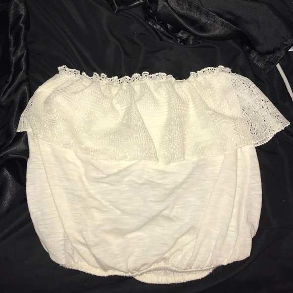 cropped strapless laced top