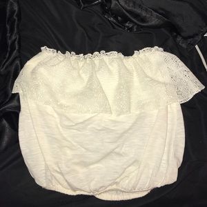 cropped strapless laced top