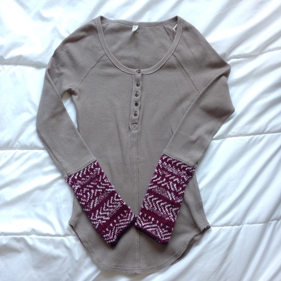 Free People ski lodge brown henley - Picture 2 of 4