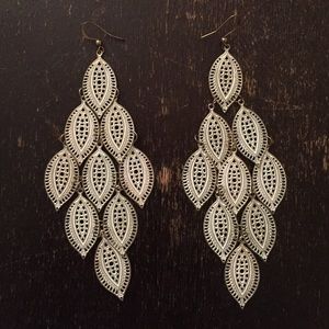 Bohemian white and brass earrings