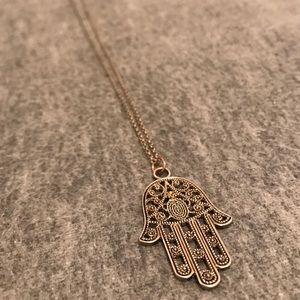 Long gold hamsa necklace