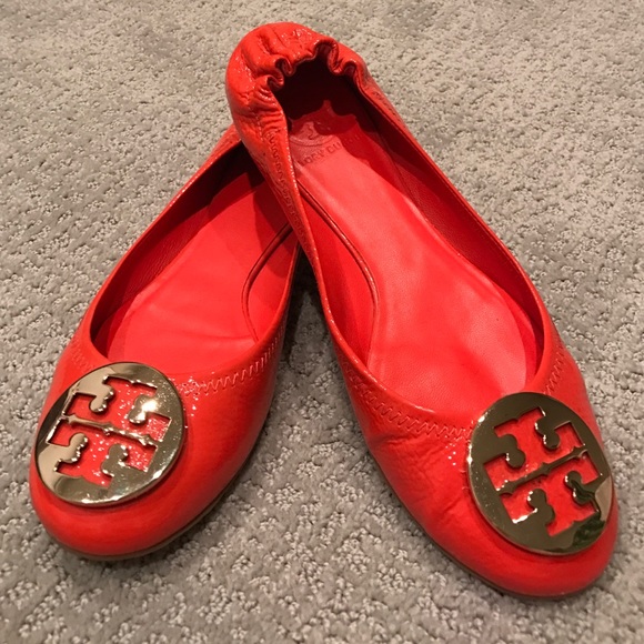 Tory Burch Reva Flats, Orange Patent Leather