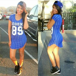 Blue Baseball Jersey Dress