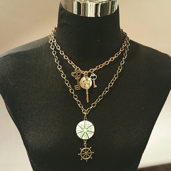 AQUATIC STEAMPUNK MULTI STRAND NECKLACE - Picture 1 of 4