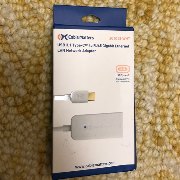 USB 3.1 type-C (thunderbolt 3) to Ethernet adapter