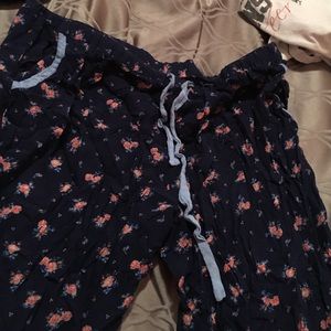 Navy Blue floral pajama pants
