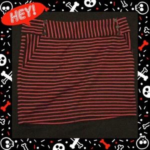 Pink and Black Striped Mini Skirt with Pockets