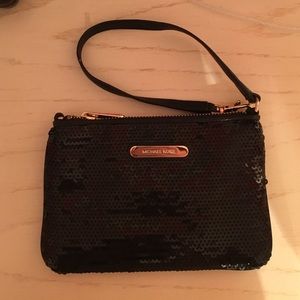 Trendy MK black sequined wristlet!