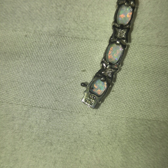 Sterling silver Opal bracelet with diamond