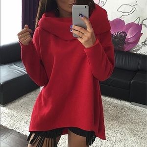 SALE Red cowl neck sweatshirt