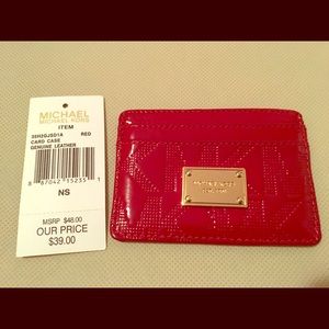 Red, Michael Kors leather card case