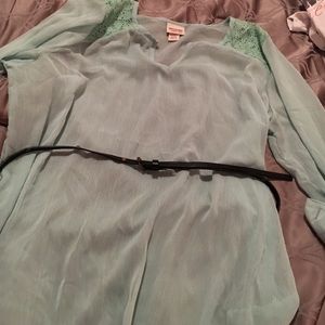 Turquoise floral blouse