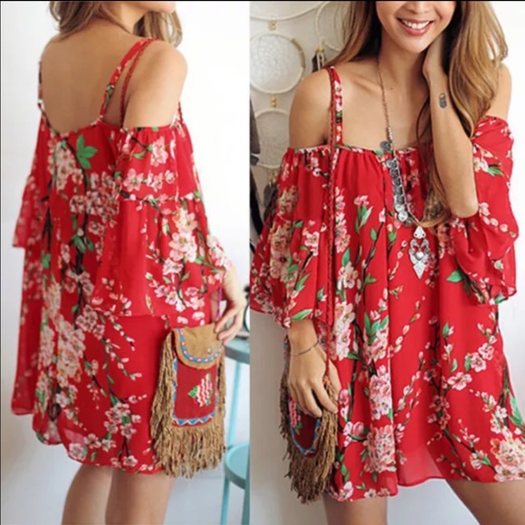 Dresses & Skirts - Red floral Mini Dress