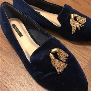 Midnight Blue Velvet Ballet Slippers