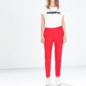 Zara Magenta Ribbed Trousers