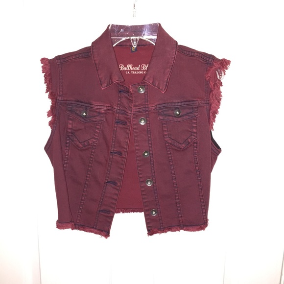 red jean vest