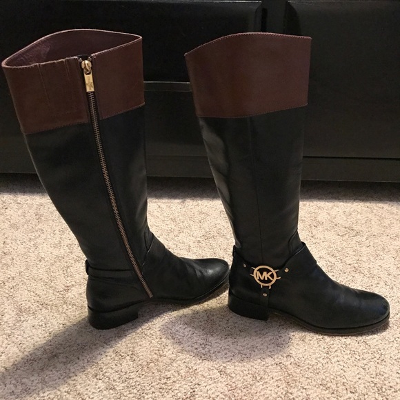 Michael Kors Leather Harness Tall Riding Boots