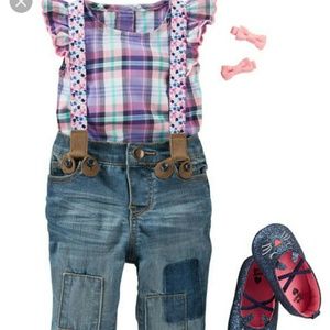 ISO: Oshkosh Floral suspender patchwork jeans
