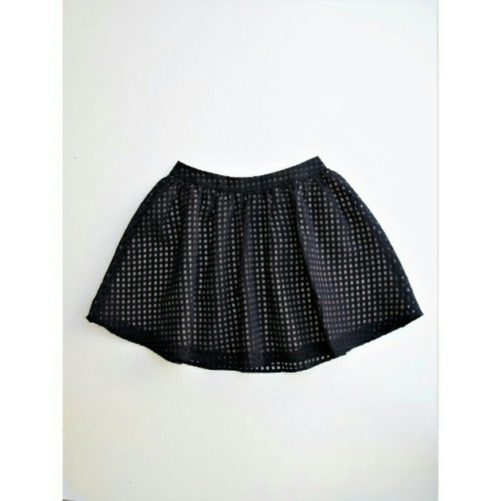 4/$25 Lush Sheer Check Overlay Circle Skater Skirt