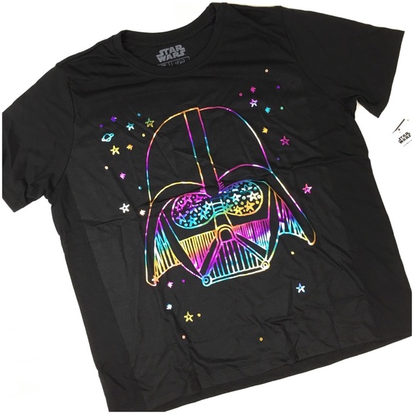Rainbow Metallic Darth Vader Black T-Shirt - Picture 3 of 4