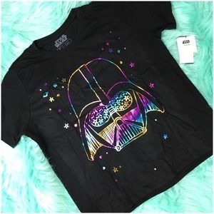 Rainbow Metallic Darth Vader Black T-Shirt