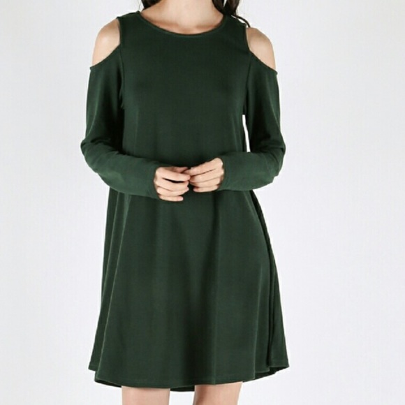 🎉HP! NWT Forest Cold Shoulder Dress - Picture 2 of 3
