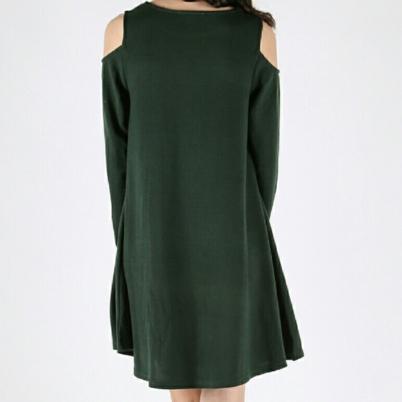 🎉HP! NWT Forest Cold Shoulder Dress - Picture 3 of 3