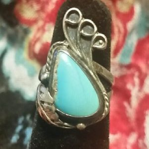 Authentic Turquoise & Sterling Sliver Ring    Sz 5