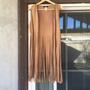 Faux suede fringe vest