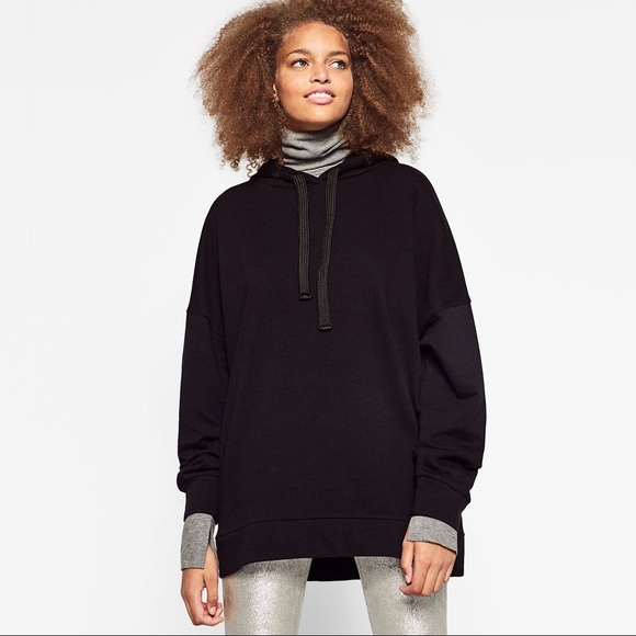 Zara Tops - Zara black drawstring hoodie-- size small