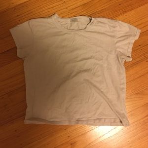 Off-white grey-ish brandy cropped tee