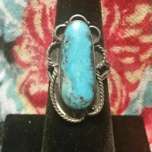 Authentic Turquoise & Sterling Sliver Ring  Sz 7