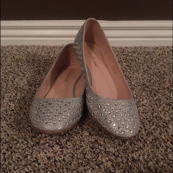 Silver Embellished Ballet Flats