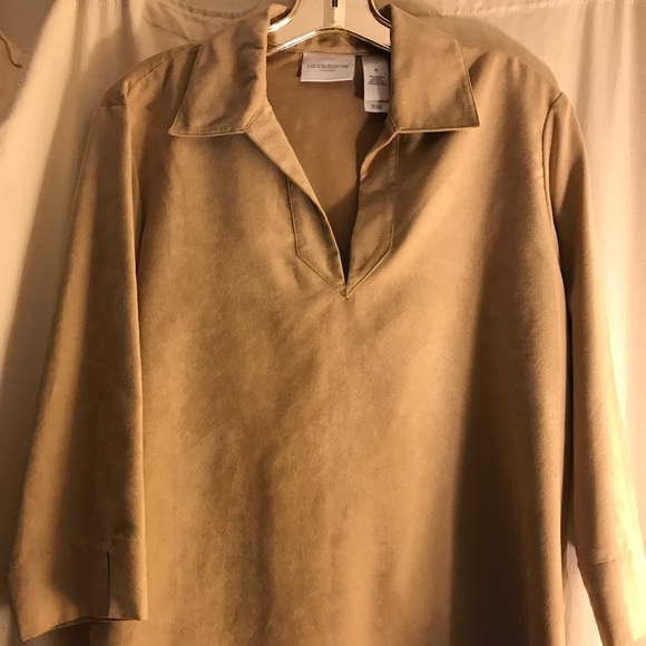 Liz Claiborne/Liz Sport Petite Faux Suede Blouse