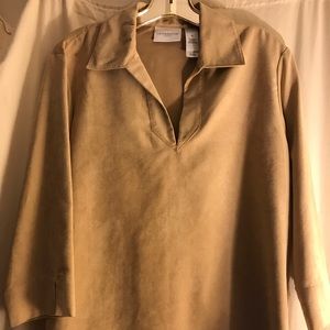 Liz Claiborne/Liz Sport Petite Faux Suede Blouse