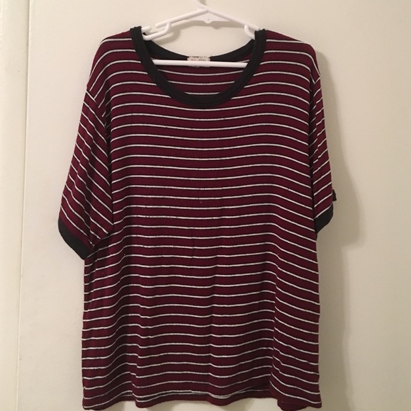 John Galt Maroon and White striped t-shirt