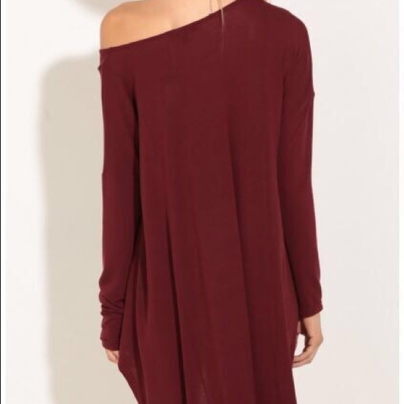 Burgundy open shoulder T shirt - Picture 4 of 4