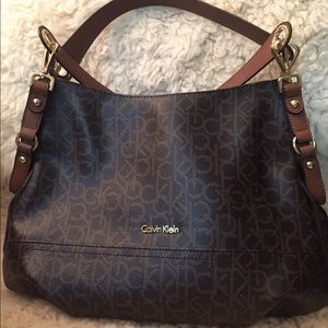 Calvin Klein Monogram Leather Satchel: WORN ONCE