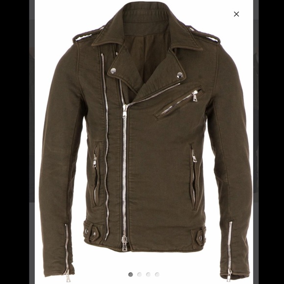 Balmain Green Cotton Biker Jacket - Picture 1 of 4