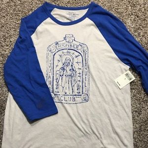 Men's Lucky Brand Raglan Shirt Cream and Blue