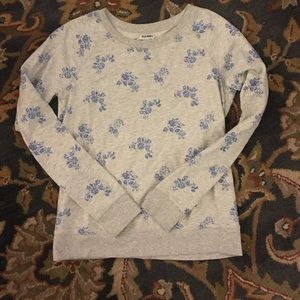 Heather grey sweatshirt with blue flowers