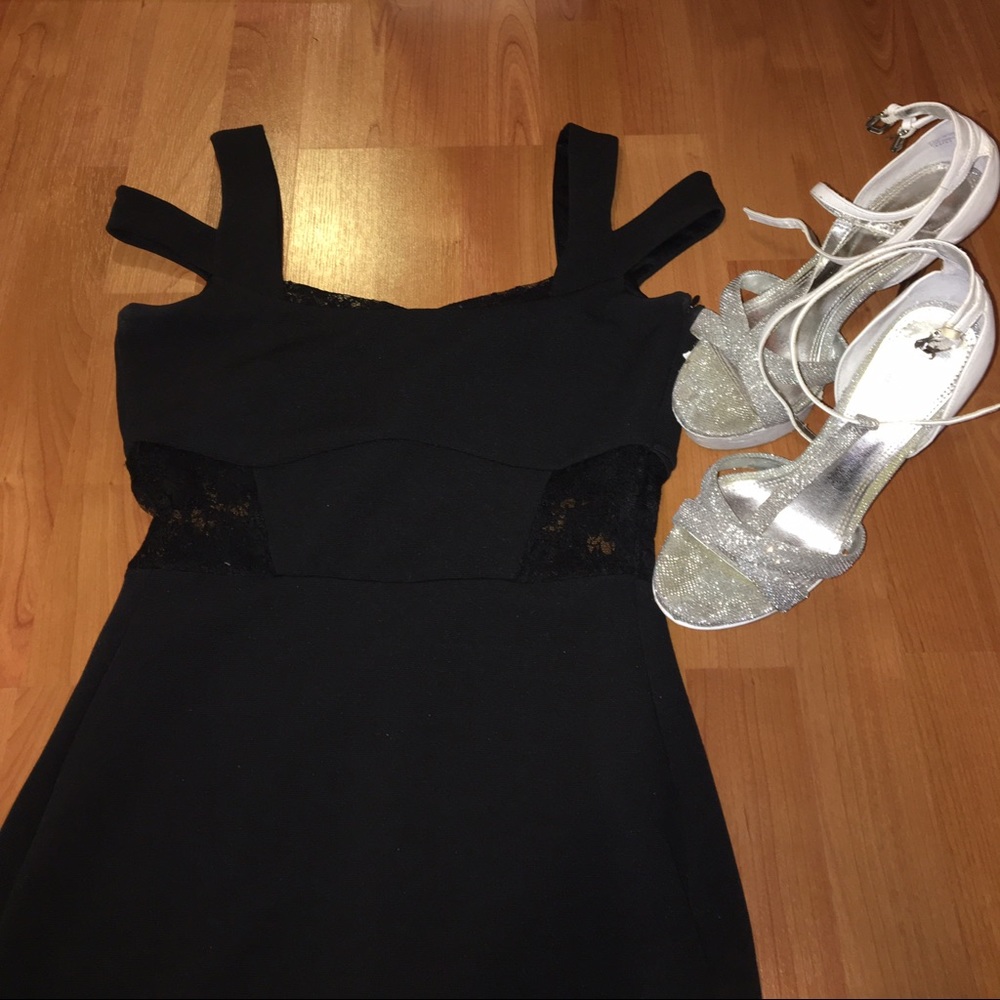 Sexy lace cutout midi dress. Classy black dress