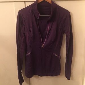 Deep plum lululemon running top with mesh back.