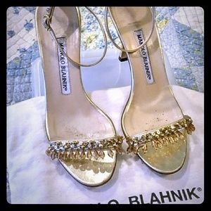 AUTHENTIC Manolo Blahnik Gold Beaded Sandals AUTHENTIC Manolo Blahnik Gold Beaded Sandals