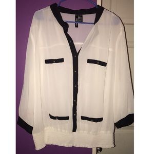 White and black blouse