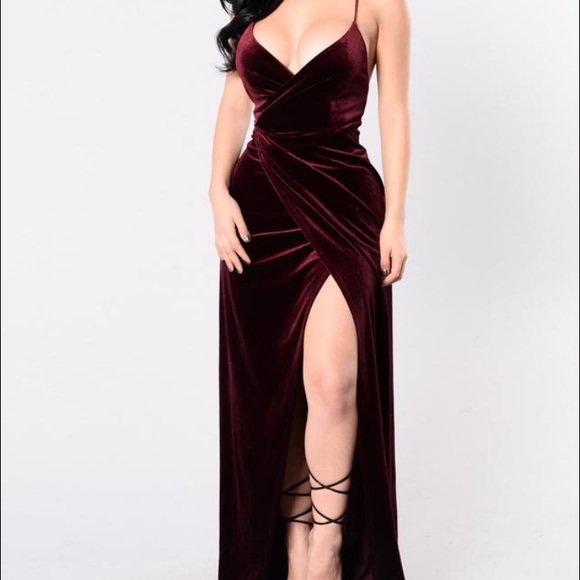 BURGUNDY VELVET DRESS