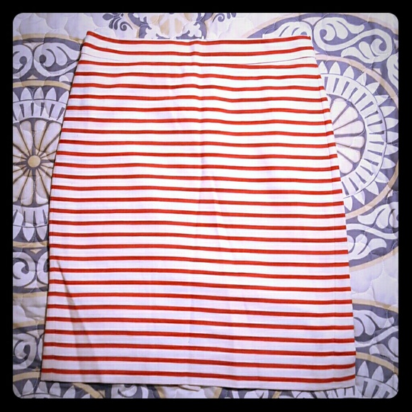 J. Crew Red and white striped pencil skirt