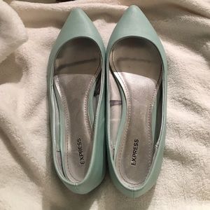 Mint pointed toe flats